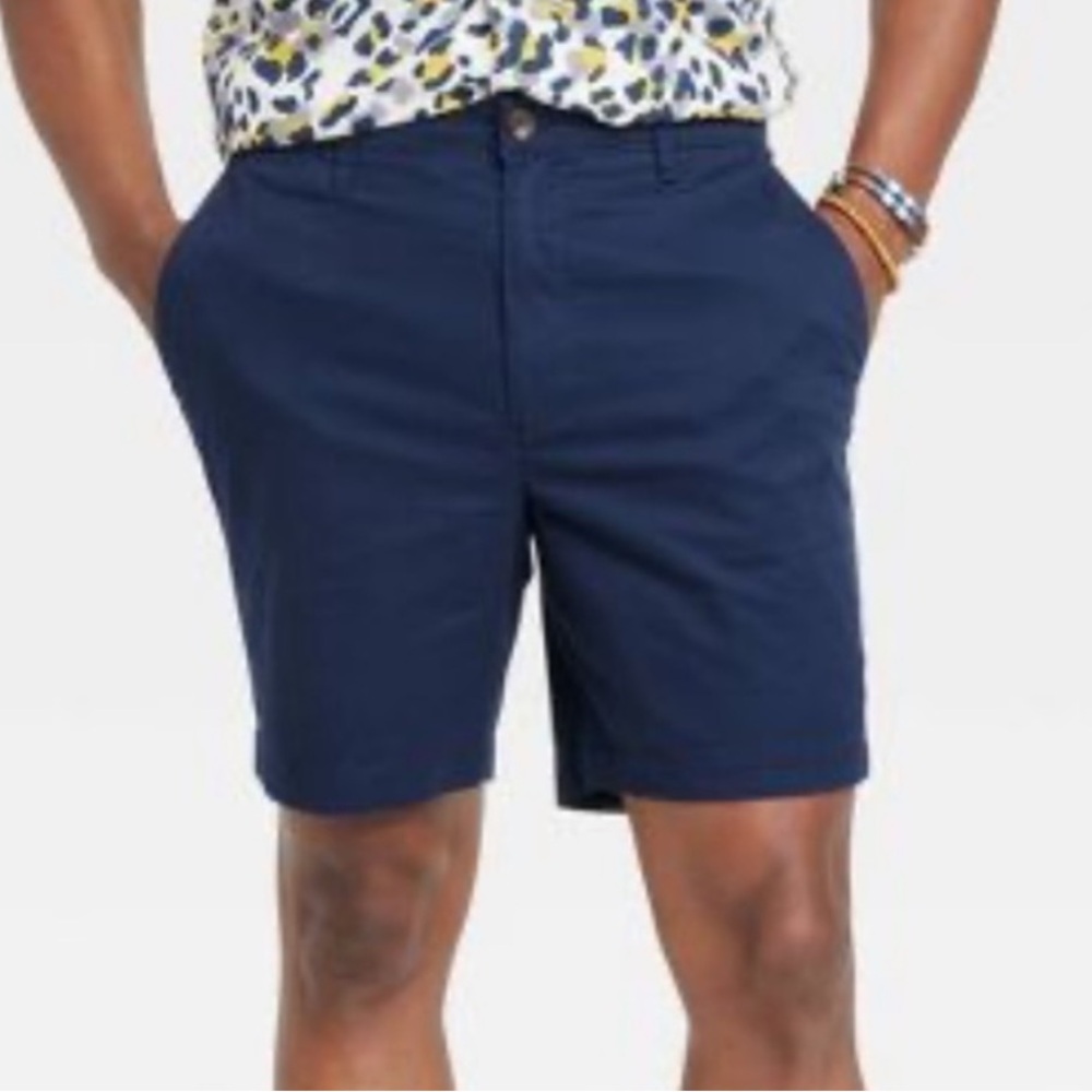 GAP navy blue cotton stretch flat front chino style shorts size 31